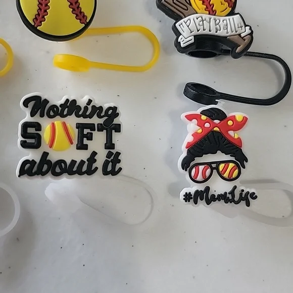Softball Straw Toppers - Picture 5 of 6